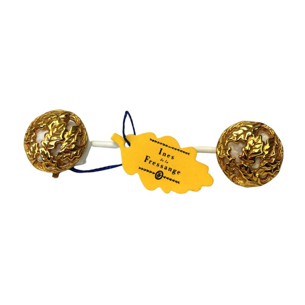 Ines de la Fressange Gold Leaves Half Ball Earrings